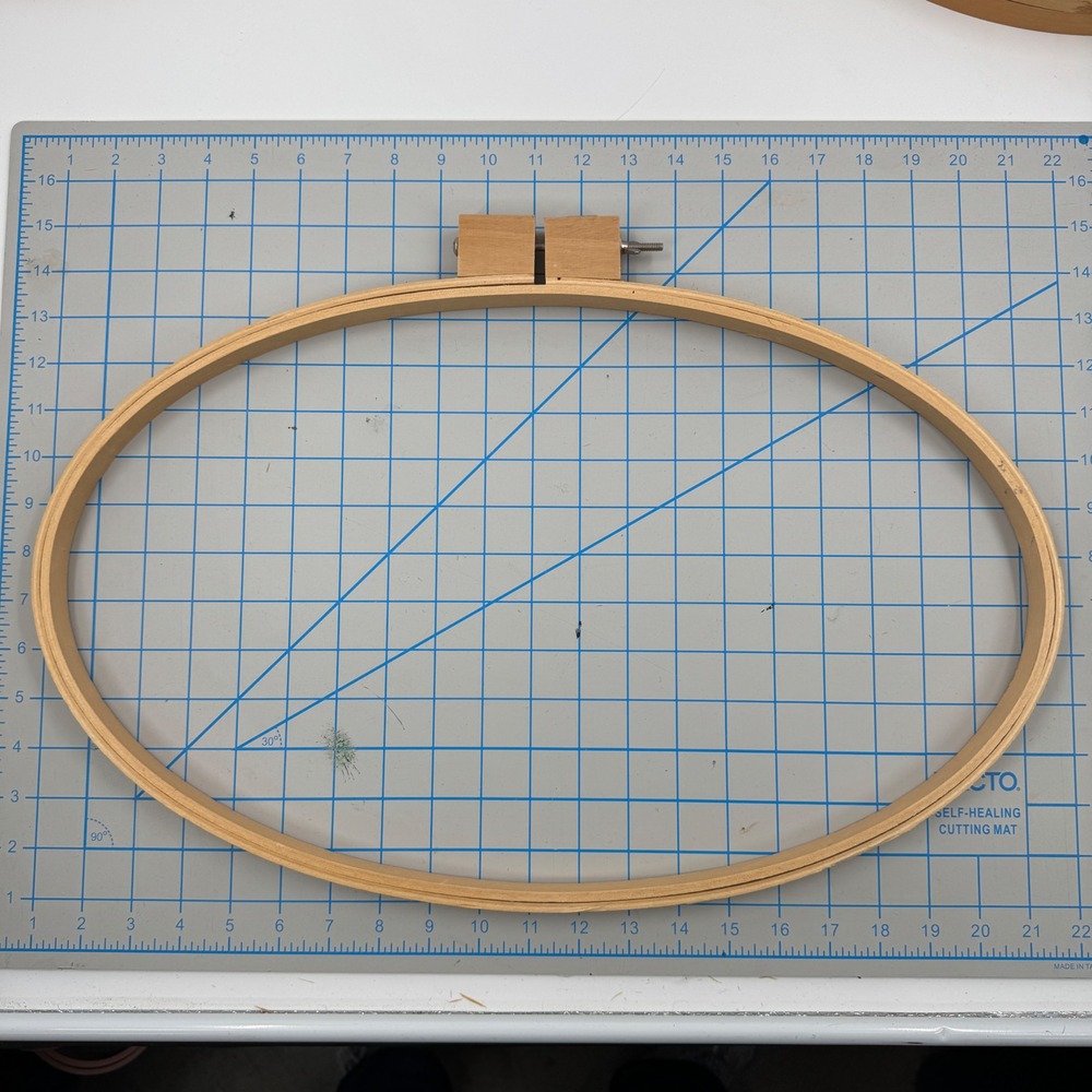 Vintage 12 x 20 Inch Large Oval Wooden Embroidery Hoop Made in Taiwan Set of 2